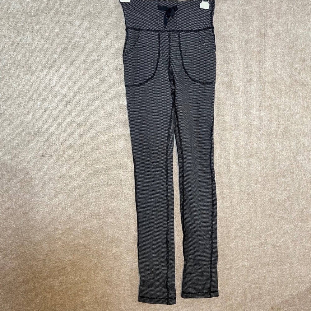 Lululemon Leggings Womens 2 Black White Speckled High Rise Yoga Athleisure